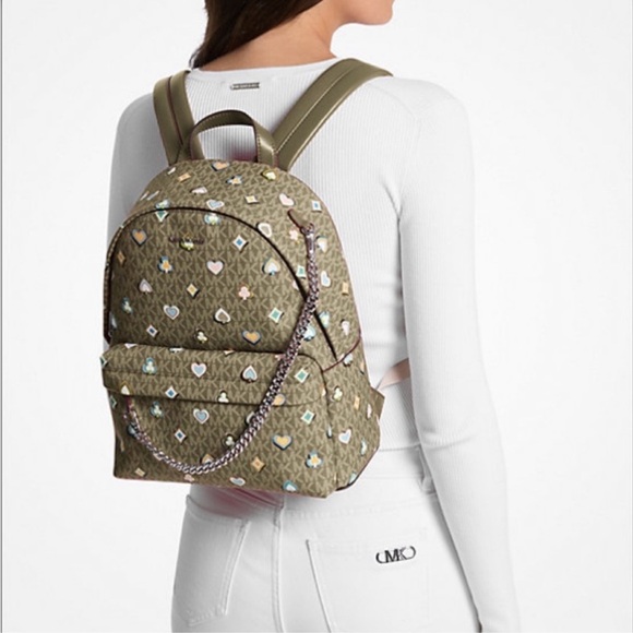 Michael Kors Slater Medium Printed Signature Logo Backpack - Picture 2 of 9